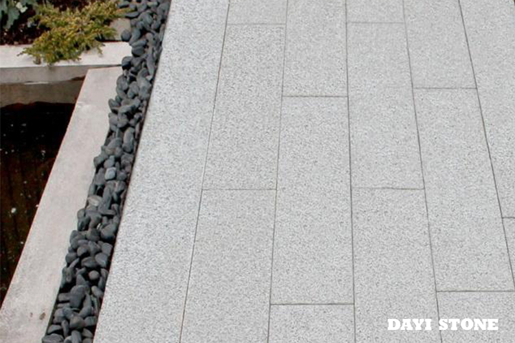 Paving Light Grey Granite Stone G603-10 Top flamed others sawn 80x15x3cm